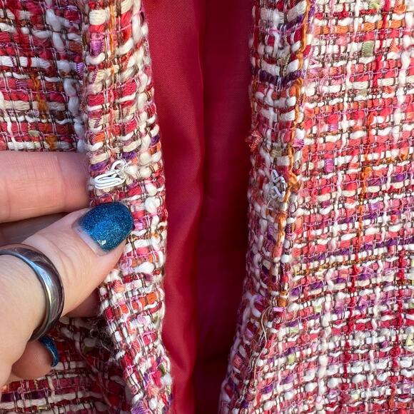 Alfred Dunner Pink Red White Woven Tweed Blazer Jacket 22W - Picture 5 of 7
